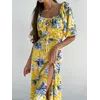 Літня шовкова сукня SOFI довжини міді колір жовто-блакитний