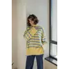 Жіночий бавовняний светр Тільняшка в смужку під горло жовто-блакитного кольору