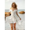 Бавовняна ніжна сукня MIRANDA з відкритими плечима з квітковим принтом колір сердечки чорні на білому