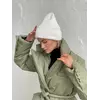 Тепла жіноча безшовна бавовняна шапка Fashion у рубчик білого кольору