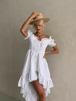 Бавовняна ніжна сукня MIRANDA з відкритими плечима білого кольору