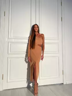 Сексуальна сукня ETOILE з костюмної LUX тканини колір кемел