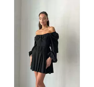 Однотонна бавовняна сукня ERIKA з імітацією корсета чорного кольору