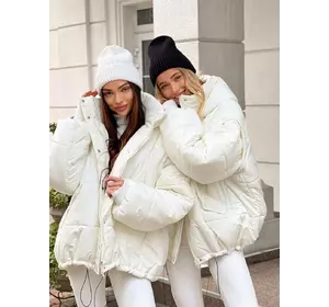 Куртка-Жилетка HANDS OFF Зима з плащівки на силіконі 200 з капюшоном колір молоко
