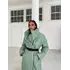 Довга жіноча зимова куртка - пуховик NIKA з екошкіри класу Lux на силіконі 200 без капюшона оливкового кольору