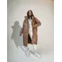 Довга жіноча зимова куртка - пуховик NIKA з екошкіри класу Lux на силіконі 200 без капюшона бежевого кольору