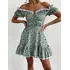 Шифонова сукня KATRIN mini з квітковим принтом колір зелено-білий